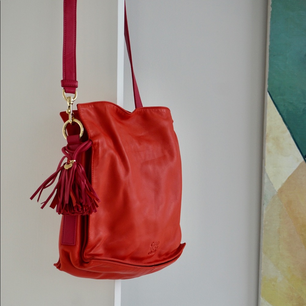 Loewe Flamenco Medium Red and Pink Shoulder Bag